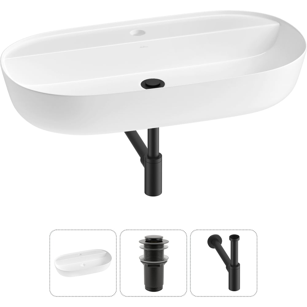 Изображение товара Накладная раковина для ванной комнаты Wellsee Chic Riviera 20214916R современная овальная белая сан