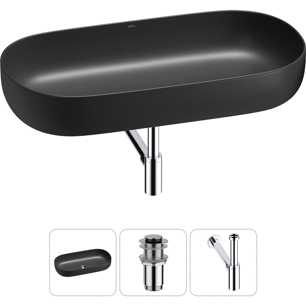 Изображение товара Накладная раковина Wellsee Chic Riviera черная матовая 800мм