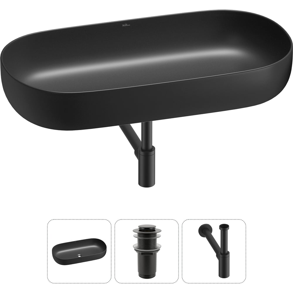 Изображение товара Накладная раковина для ванной комнаты Wellsee Chic Riviera 3 в 1 черный матовый