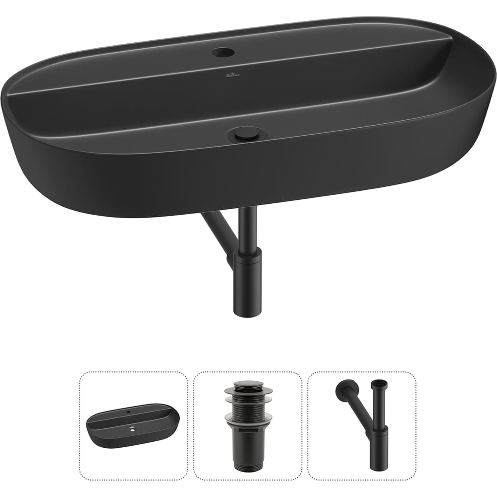 Изображение товара Накладная раковина для ванной Wellsee Chic Riviera овальная черный матовый