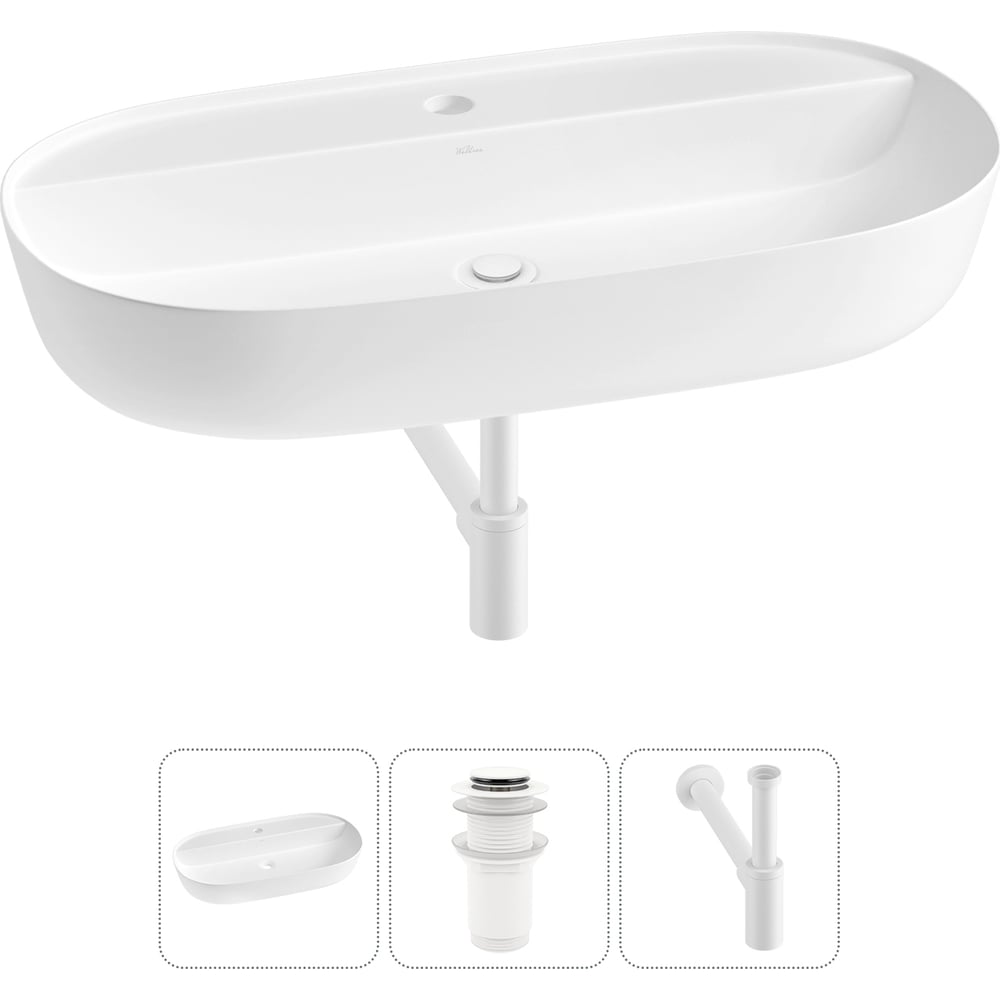 Изображение товара Накладная раковина Wellsee Chic Riviera 3 в 1 белая матовая