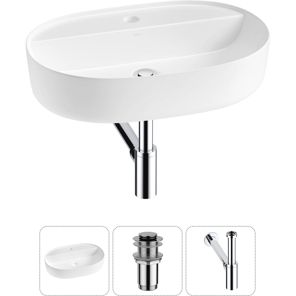 Изображение товара Накладная раковина для ванной комнаты Wellsee Chic Riviera 3 в 1 белая