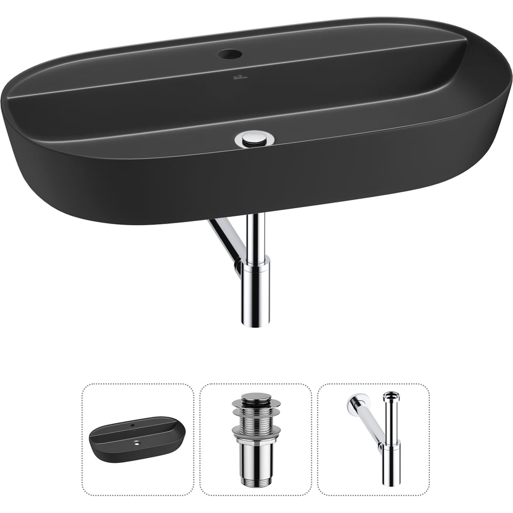 Изображение товара Накладная раковина для ванной комнаты Wellsee Chic Riviera 20214946R черный матовый