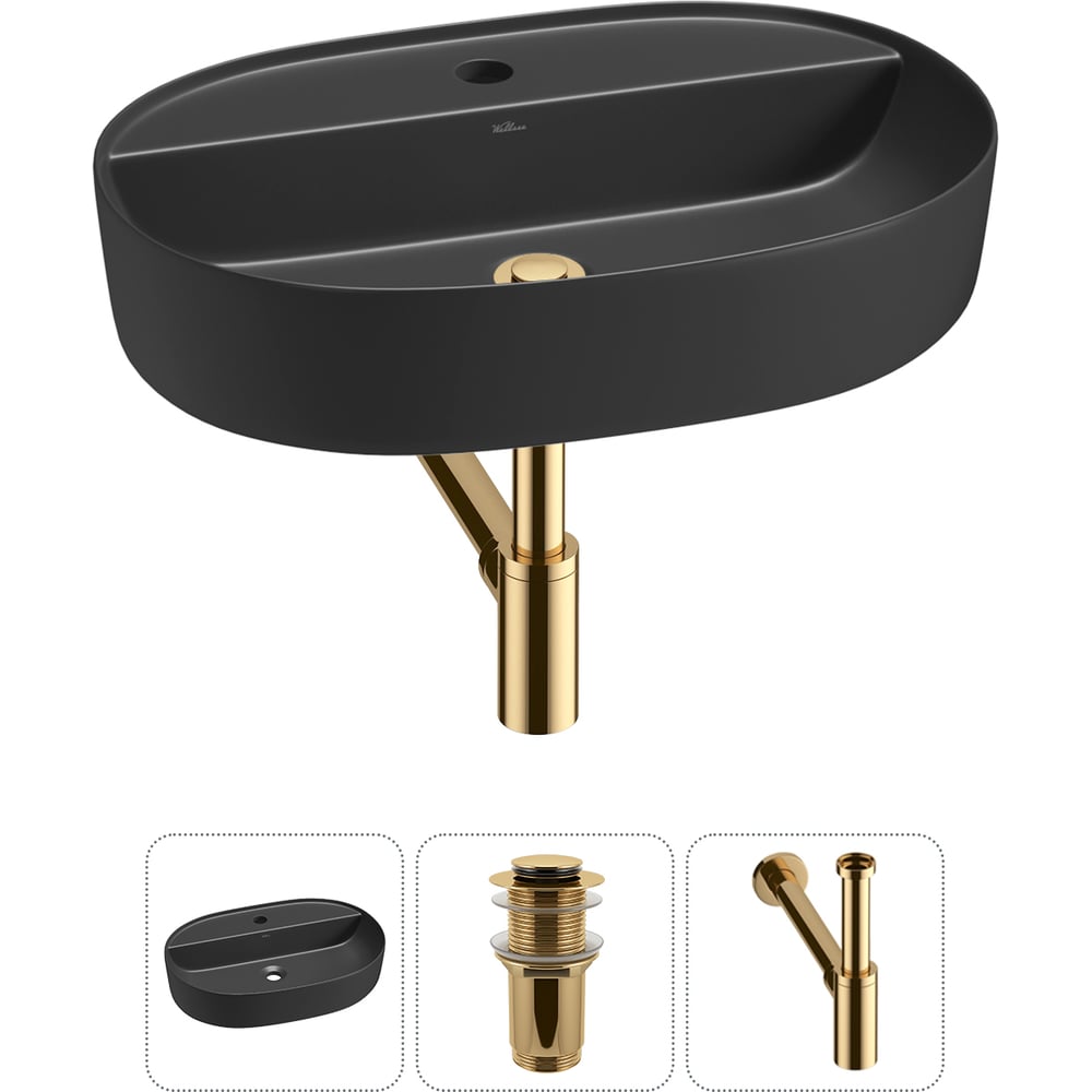 Изображение товара Накладная раковина для ванной комнаты Wellsee Chic Riviera 1 чаши черный матовый