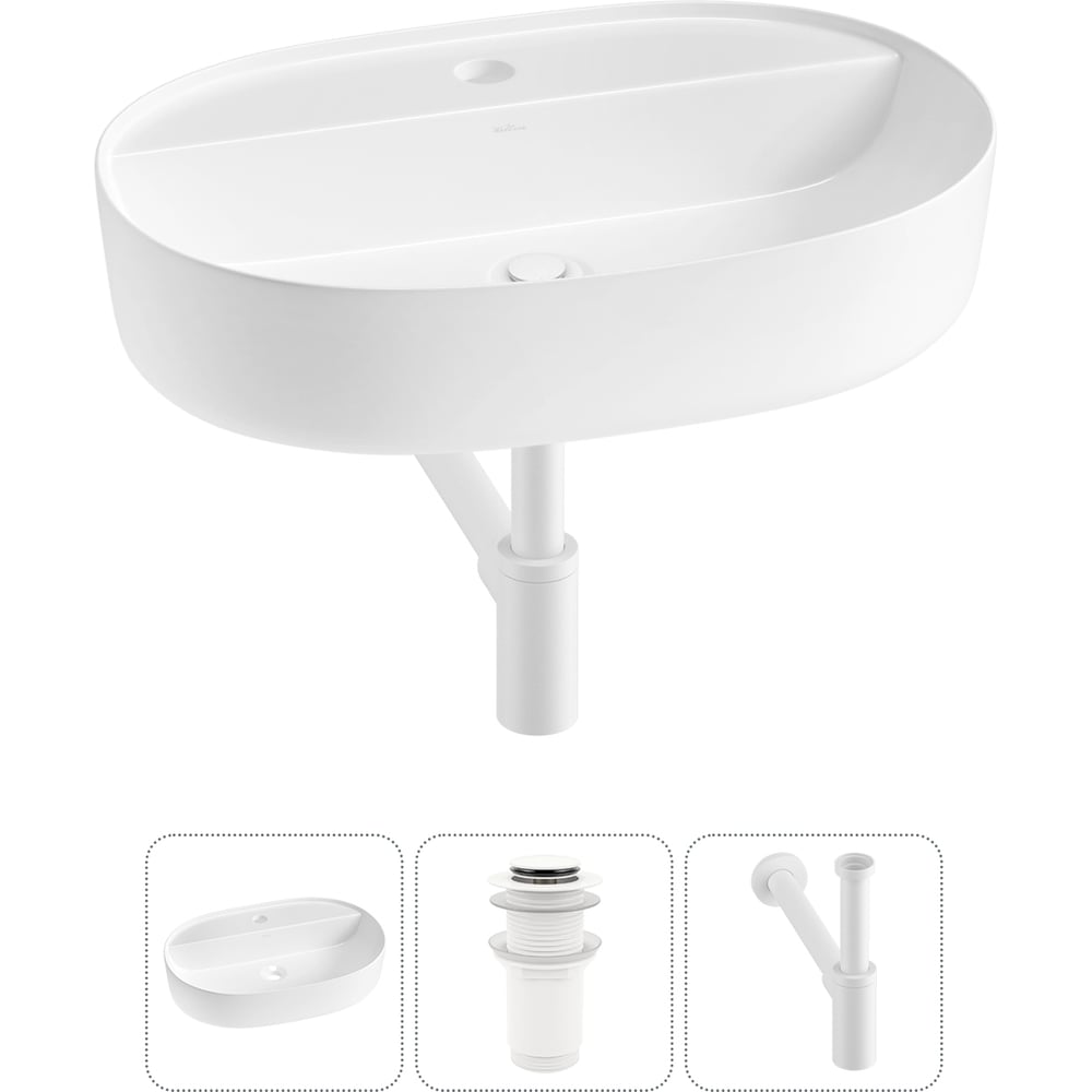 Изображение товара Накладная раковина для ванной комнаты Wellsee Chic Riviera 3 в 1 белая