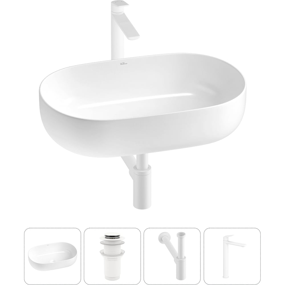 Изображение товара Накладная раковина для ванной комнаты Wellsee Chic Riviera 4в1 санфарфор белая