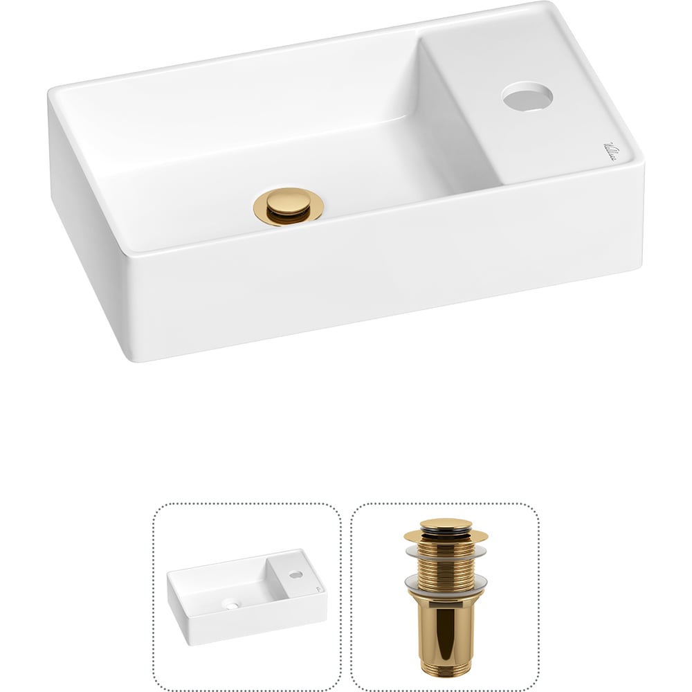 Изображение товара Мини-раковина для ванной комнаты или туалета Wellsee WC Area 2 в 1 с глянцевым белым фарфором