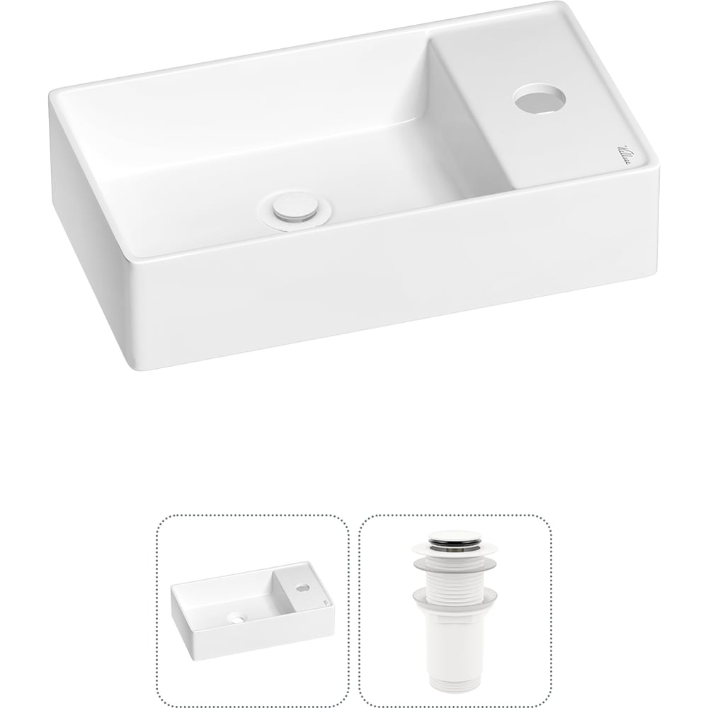 Изображение товара Мини-раковина для ванной комнаты Wellsee WC Area 2 в 1 фарфор белая компактная