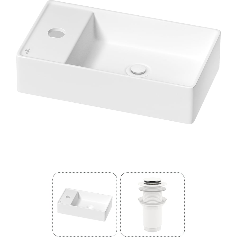 Изображение товара Мини-раковина для ванной комнаты или туалета Wellsee WC Area 20213813R белый матовый фарфор