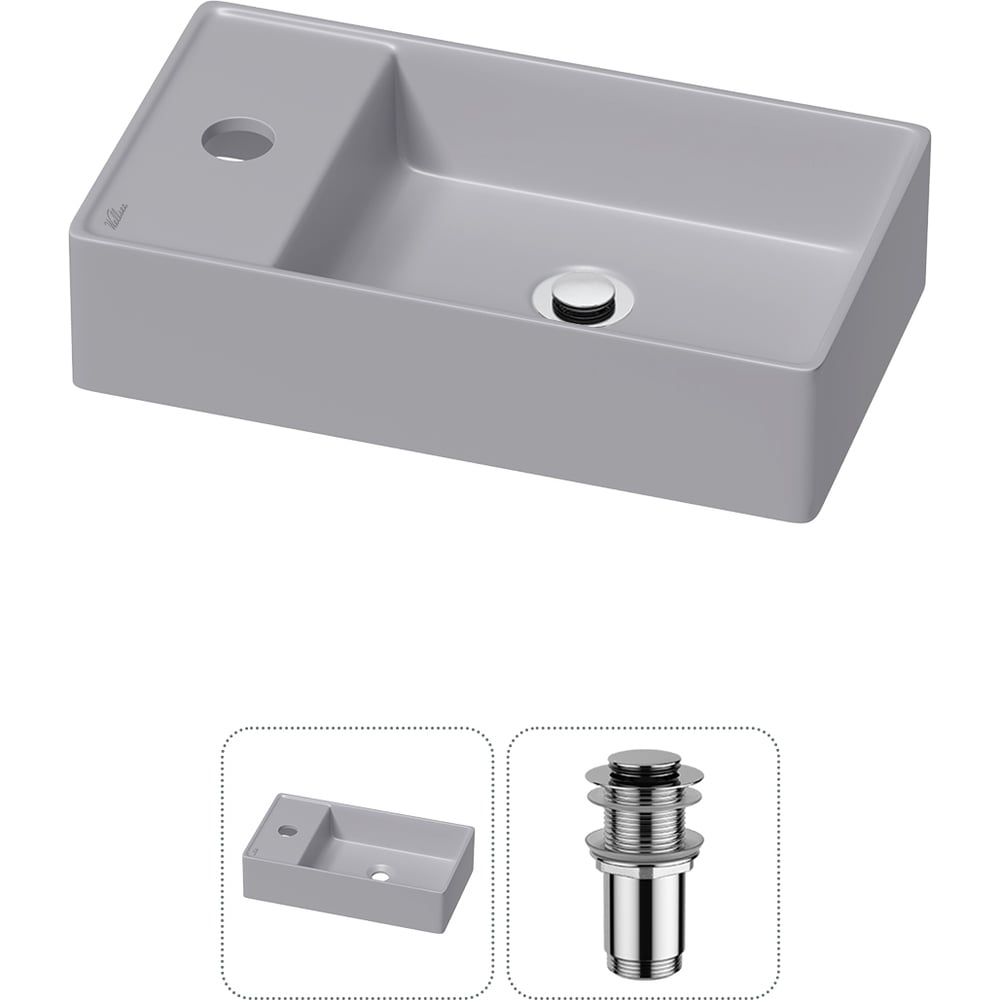 Изображение товара Мини-раковина Wellsee WC Area 20213838R, подвесная, серый фарфор