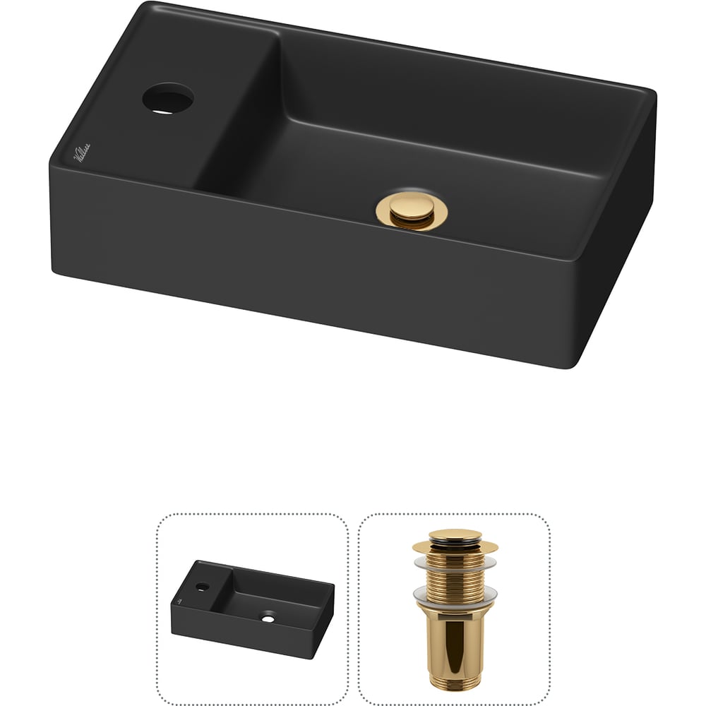 Изображение товара Мини-раковина для ванной комнаты или туалета Wellsee WC Area 2в1 черный матовый фарфор