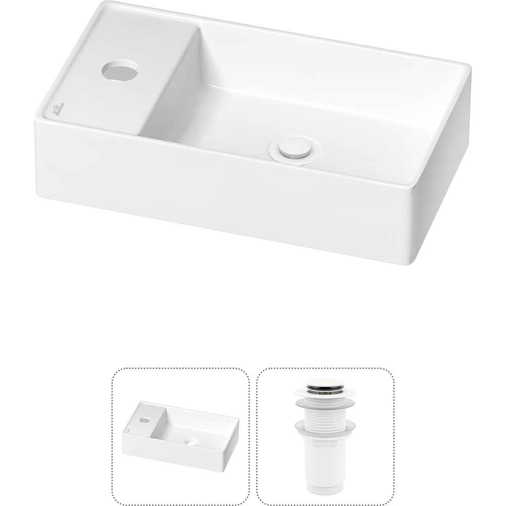 Изображение товара Мини-раковина для ванной комнаты Wellsee WC Area 2 в 1 белая современная