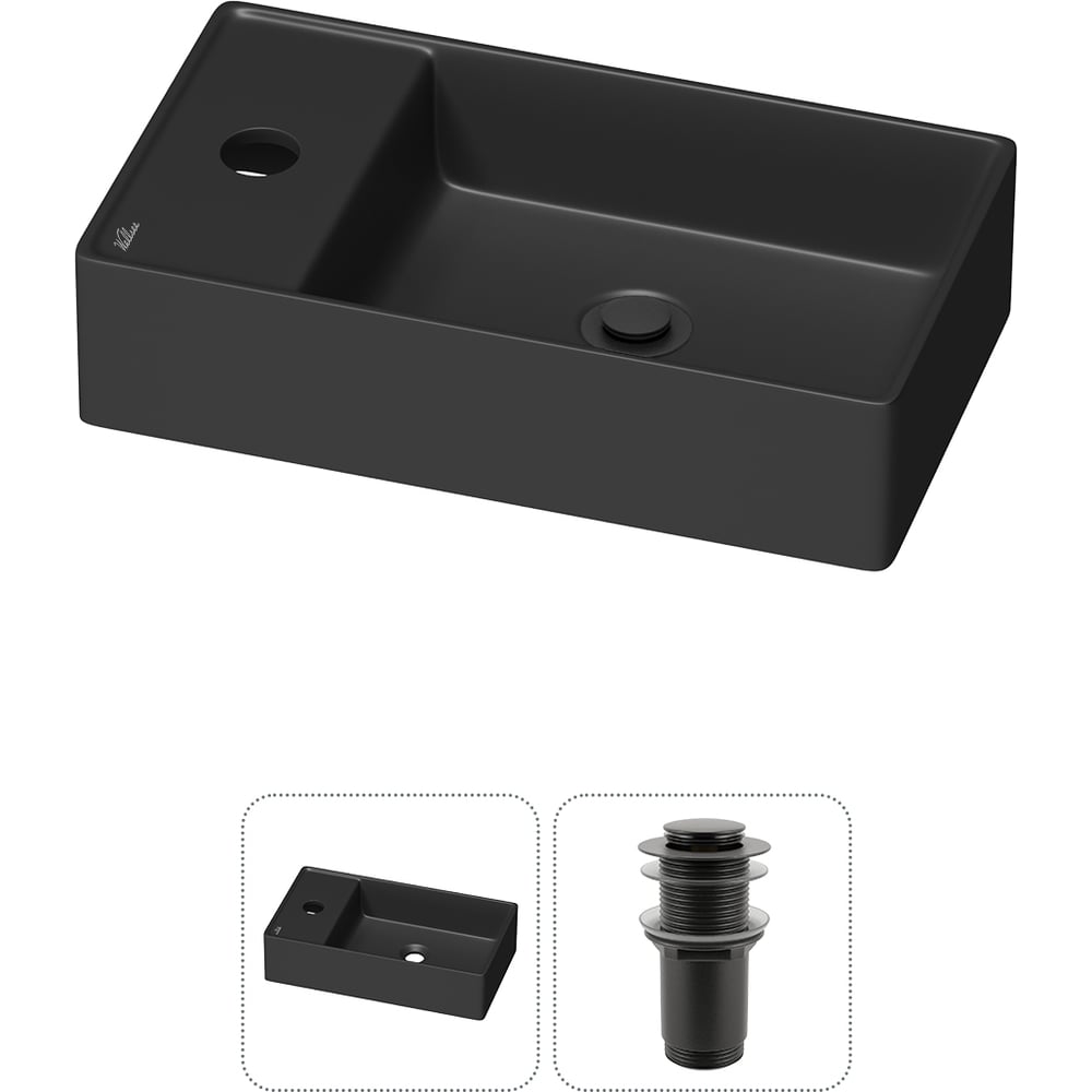 Изображение товара Мини-раковина для ванной комнаты или туалета Wellsee WC Area 20213827R черная матовая