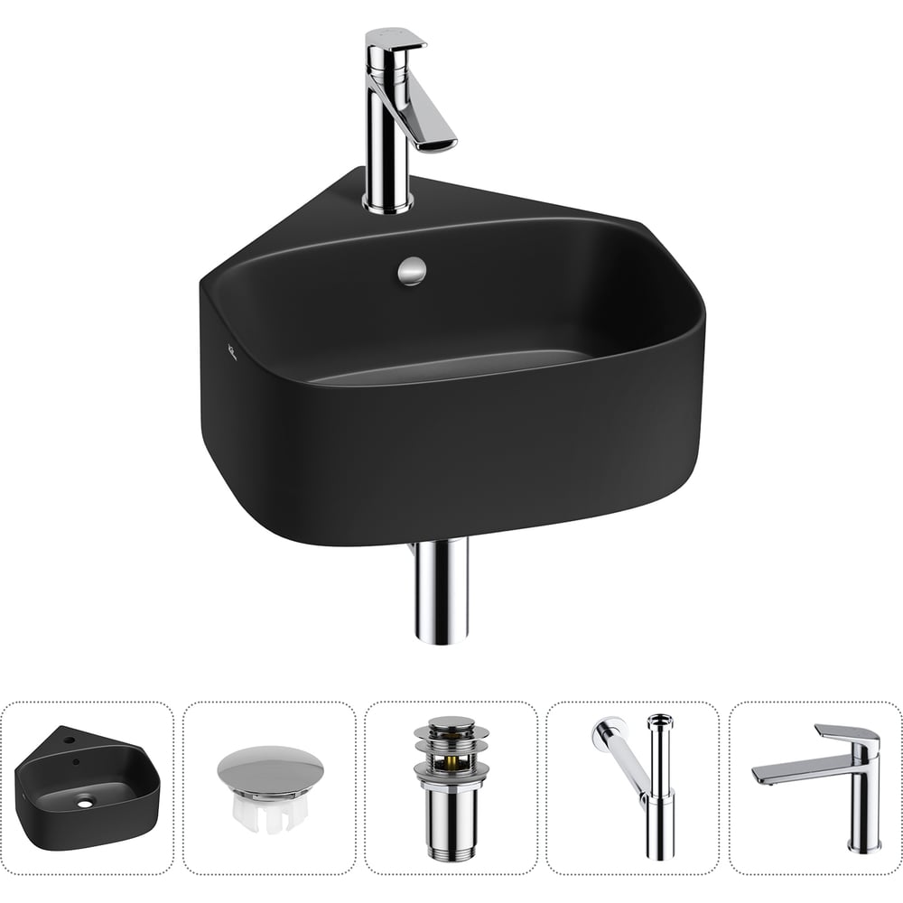 Изображение товара Мини-раковина для ванной комнаты WC Area 5 в 1 черный матовый фарфор