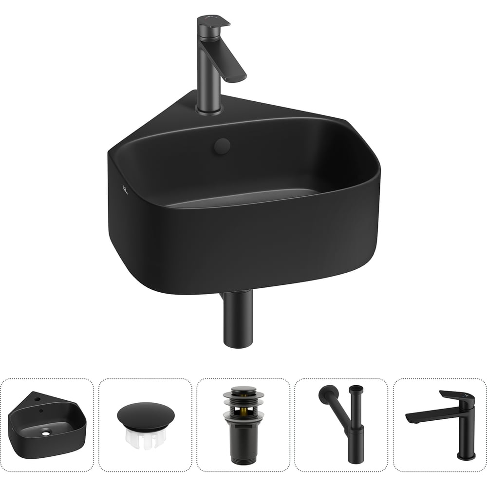 Изображение товара Мини-раковина для ванной комнаты или туалета Wellsee WC Area 5 в 1 черный матовый