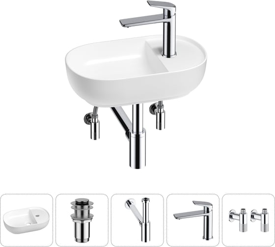 Изображение товара Мини-раковина для ванной комнаты или туалета Wellsee WC Area в наборе 5 в 1 20212105R