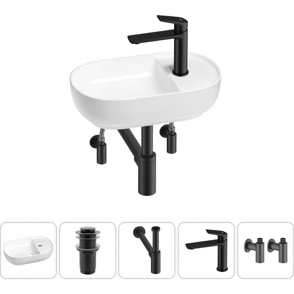 Изображение товара Мини-раковина для ванной комнаты WC Area 5 в 1 белая с комплектом