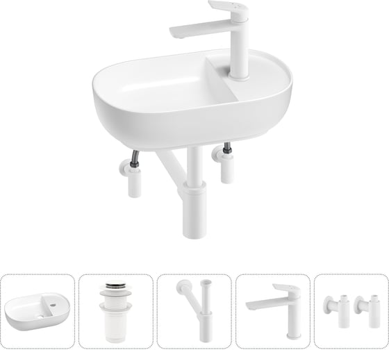 Изображение товара Мини-раковина для ванной комнаты или туалета Wellsee WC Area в наборе 5 в 1 20212108R