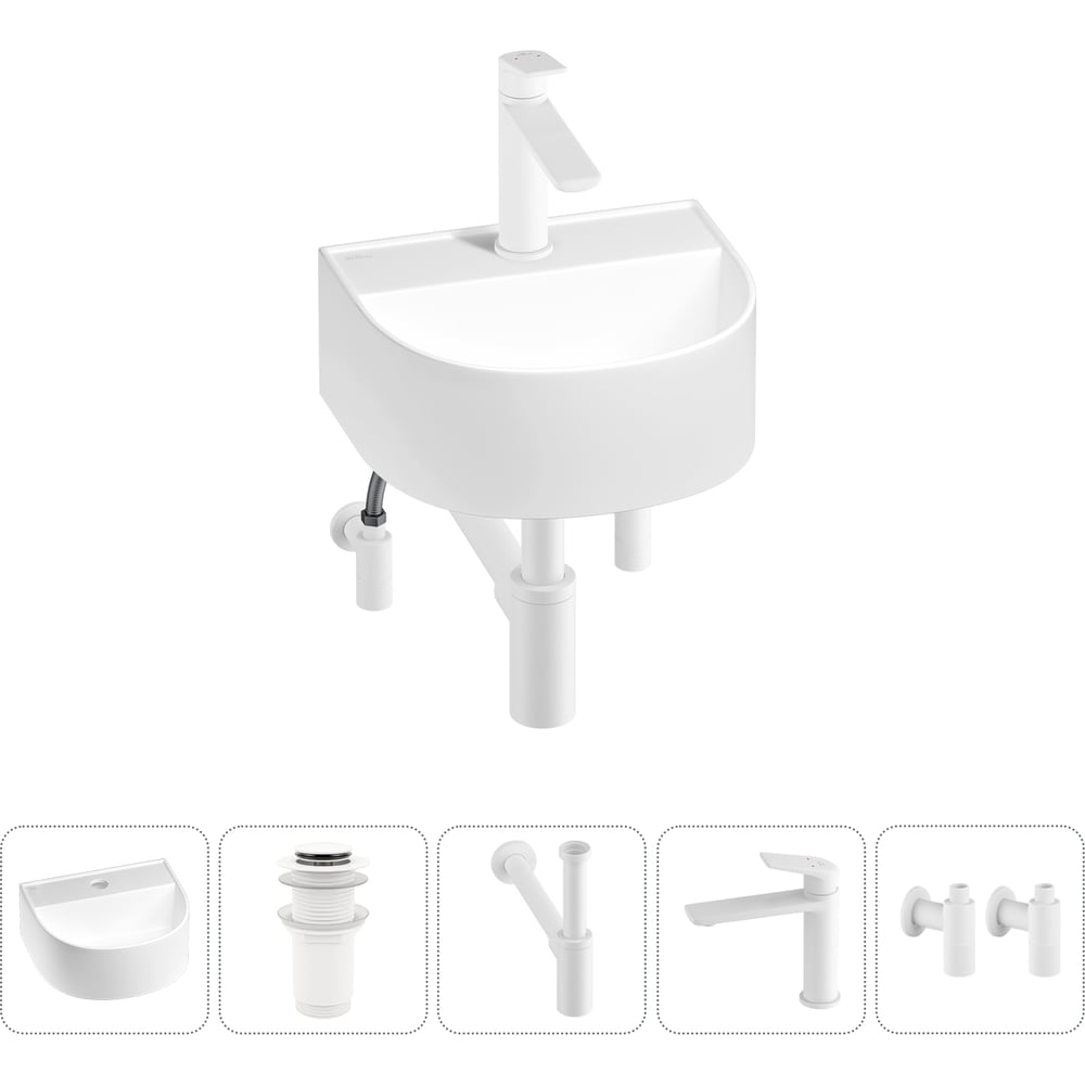 Изображение товара Мини-раковина для ванной комнаты или туалета Wellsee WC Area 5в1 с сифоном и смесителем