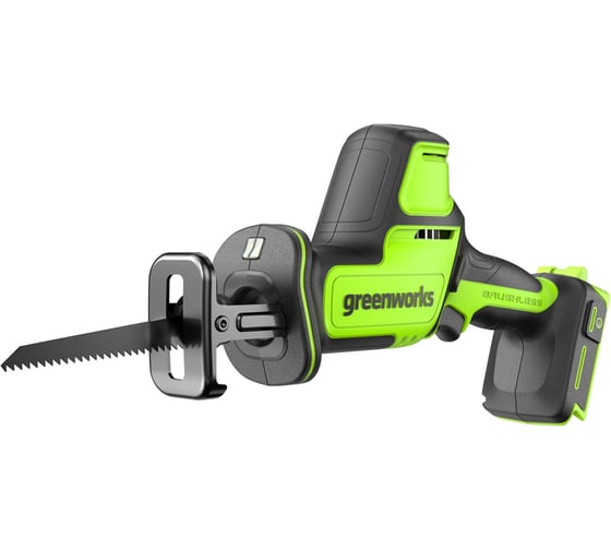 Изображение товара Пила сабельная аккумуляторная GreenWorks GPT-CRS-25, 24В, б/щет., 0-3000 об/мин, рез 80 мм дер., LED, без АКБ и ЗУ 1200507