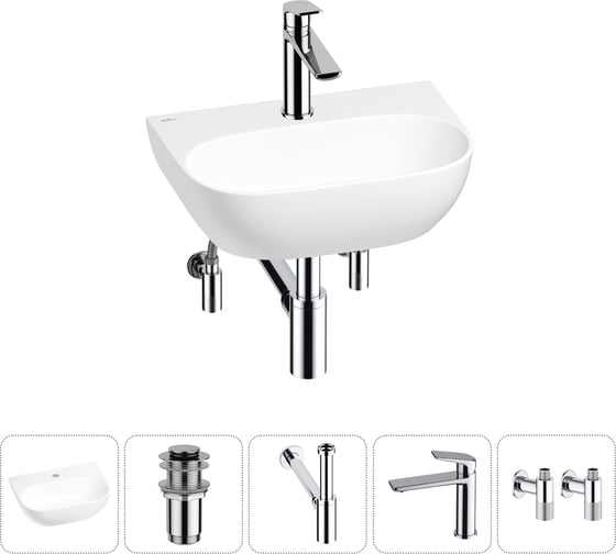 Изображение товара Мини-раковина для ванной комнаты или туалета Wellsee WC Area в наборе 5 в 1 20212197R