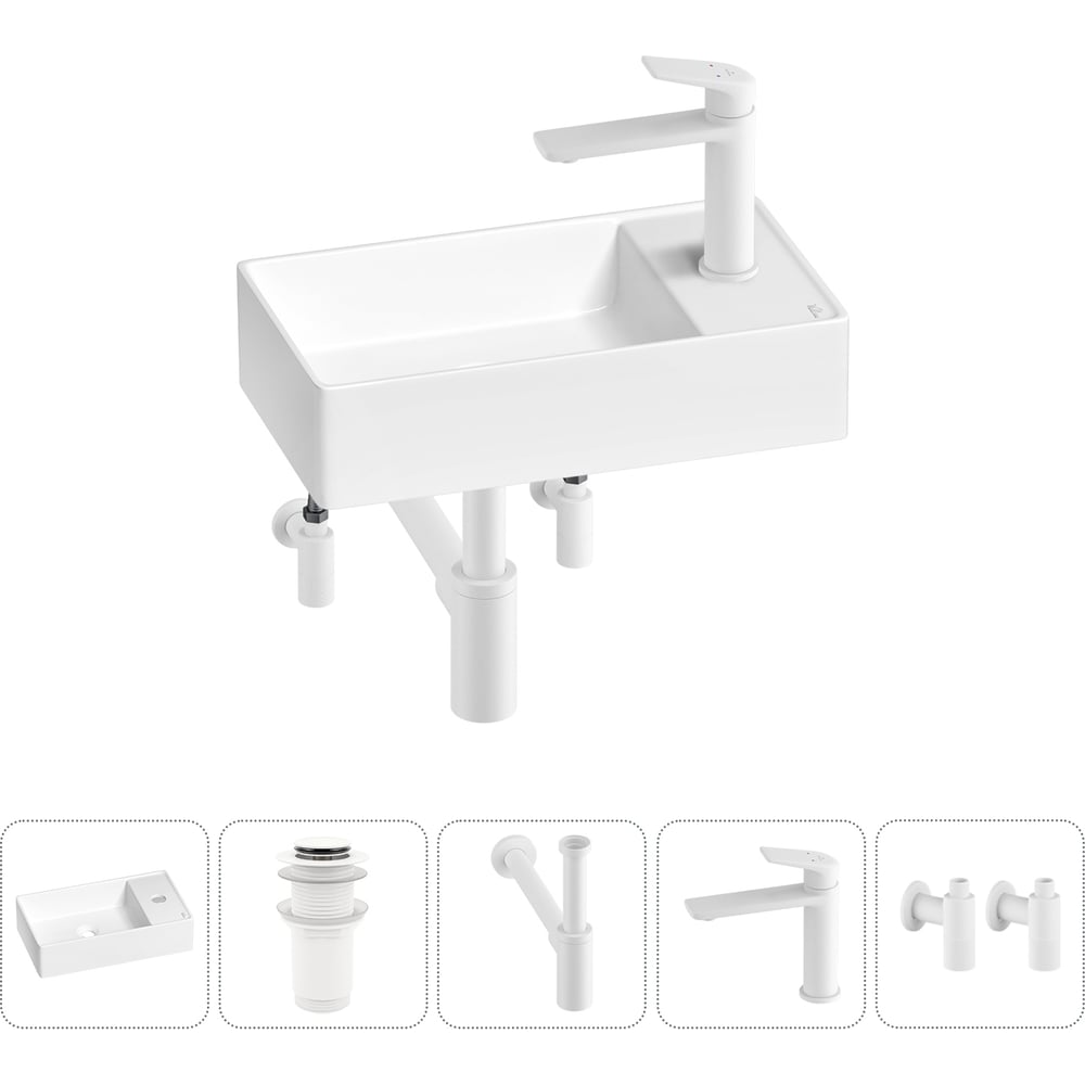 Изображение товара Мини-раковина для ванной комнаты или туалета Wellsee WC Area 20213625R набор 5 в 1