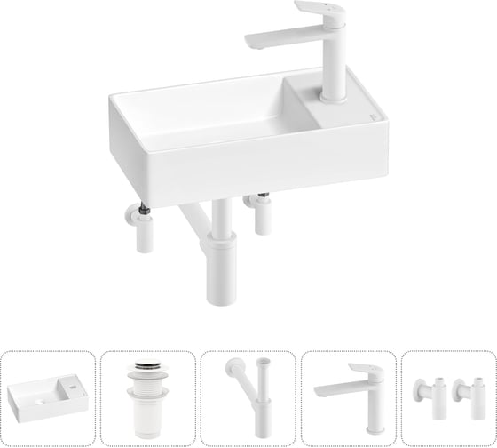 Изображение товара Мини-раковина для ванной комнаты или туалета Wellsee WC Area в наборе 5 в 1 20213625R