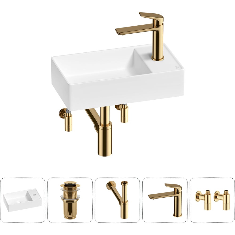 Изображение товара Мини-раковина Wellsee WC Area 5 в 1, фарфор, белый матовый