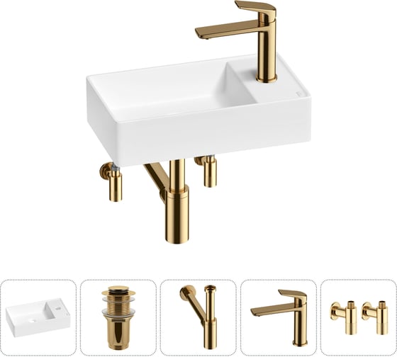 Изображение товара Мини-раковина для ванной комнаты или туалета Wellsee WC Area в наборе 5 в 1 20213640R