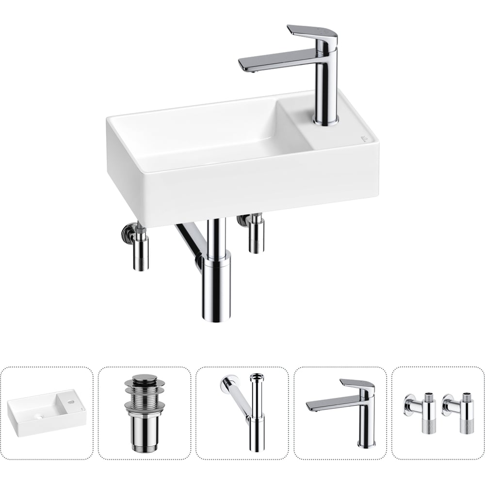 Изображение товара Мини-раковина для ванной комнаты Wellsee WC Area 5 в 1 белый фарфор