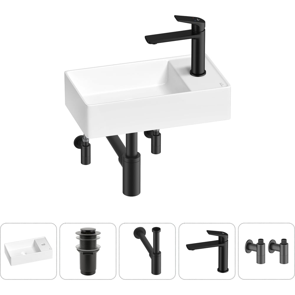 Изображение товара Мини-раковина для ванной комнаты Wellsee WC Area 5 в 1 белая, фарфор RefCeram