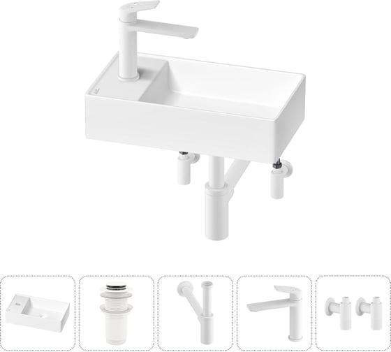 Изображение товара Мини-раковина для ванной комнаты или туалета Wellsee WC Area в наборе 5 в 1 20213809R