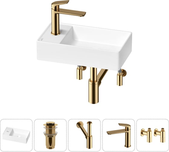 Изображение товара Мини-раковина для ванной комнаты или туалета Wellsee WC Area в наборе 5 в 1 20213808R