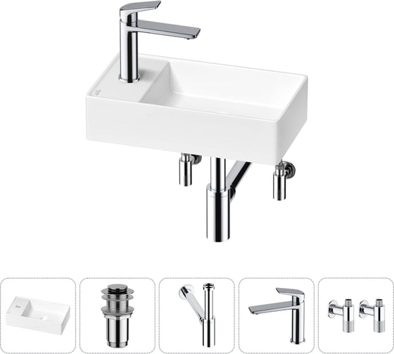 Изображение товара Мини-раковина для ванной комнаты или туалета Wellsee WC Area в наборе 5 в 1 20213806R