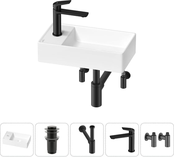 Изображение товара Мини-раковина для ванной комнаты или туалета Wellsee WC Area в наборе 5 в 1 20213807R