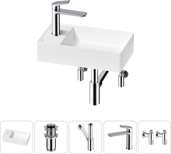 Изображение товара Мини-раковина для ванной комнаты или туалета Wellsee WC Area в наборе 5 в 1 20213822R
