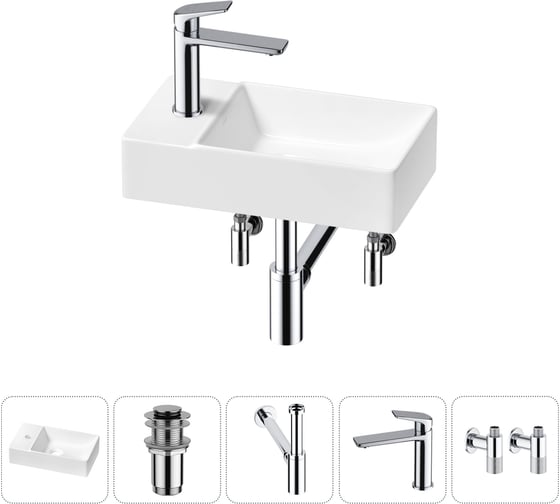 Изображение товара Мини-раковина для ванной комнаты или туалета Wellsee WC Area в наборе 5 в 1 20215569R