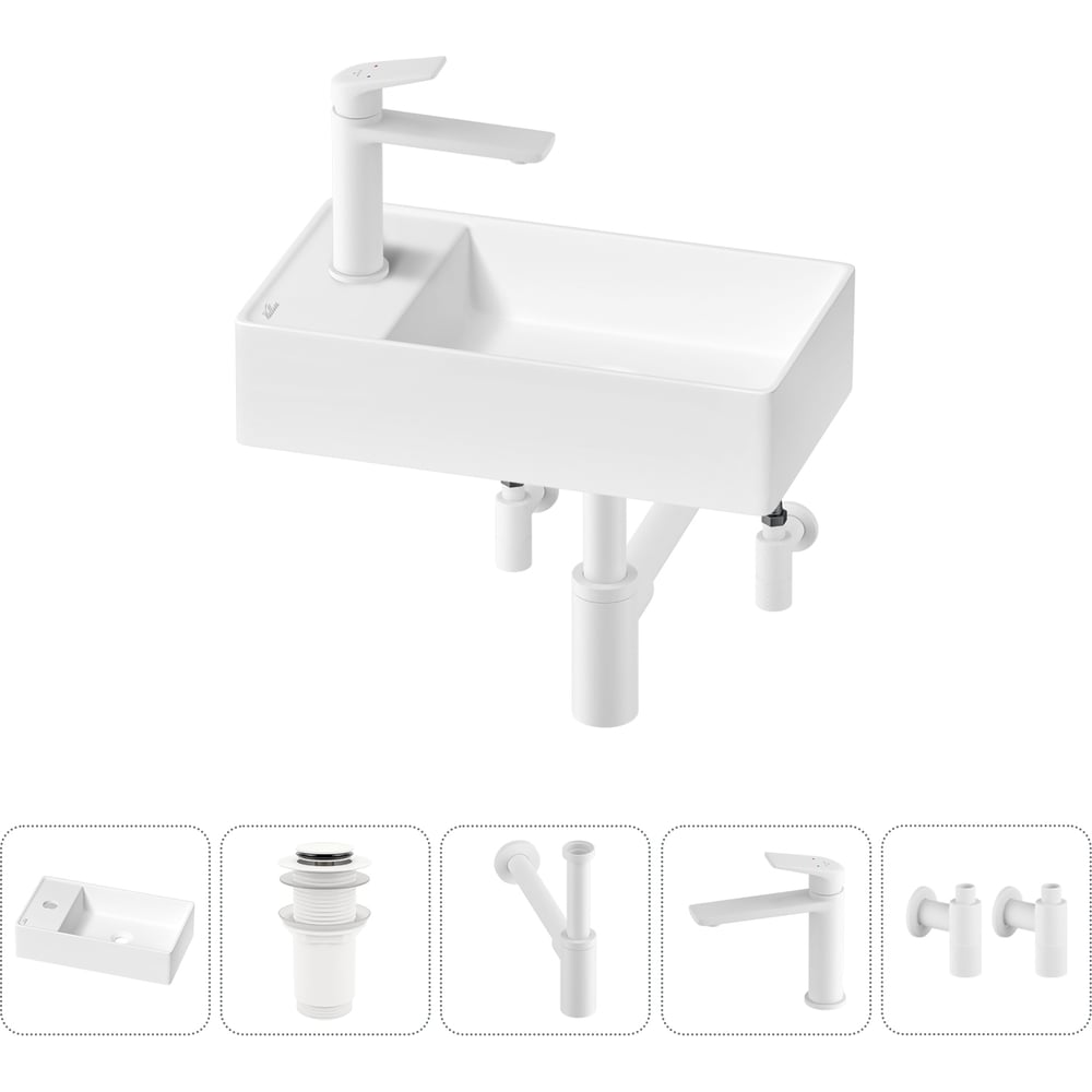 Изображение товара Мини-раковина для ванной комнаты или туалета Wellsee WC Area в наборе 5 в 1 20213825R