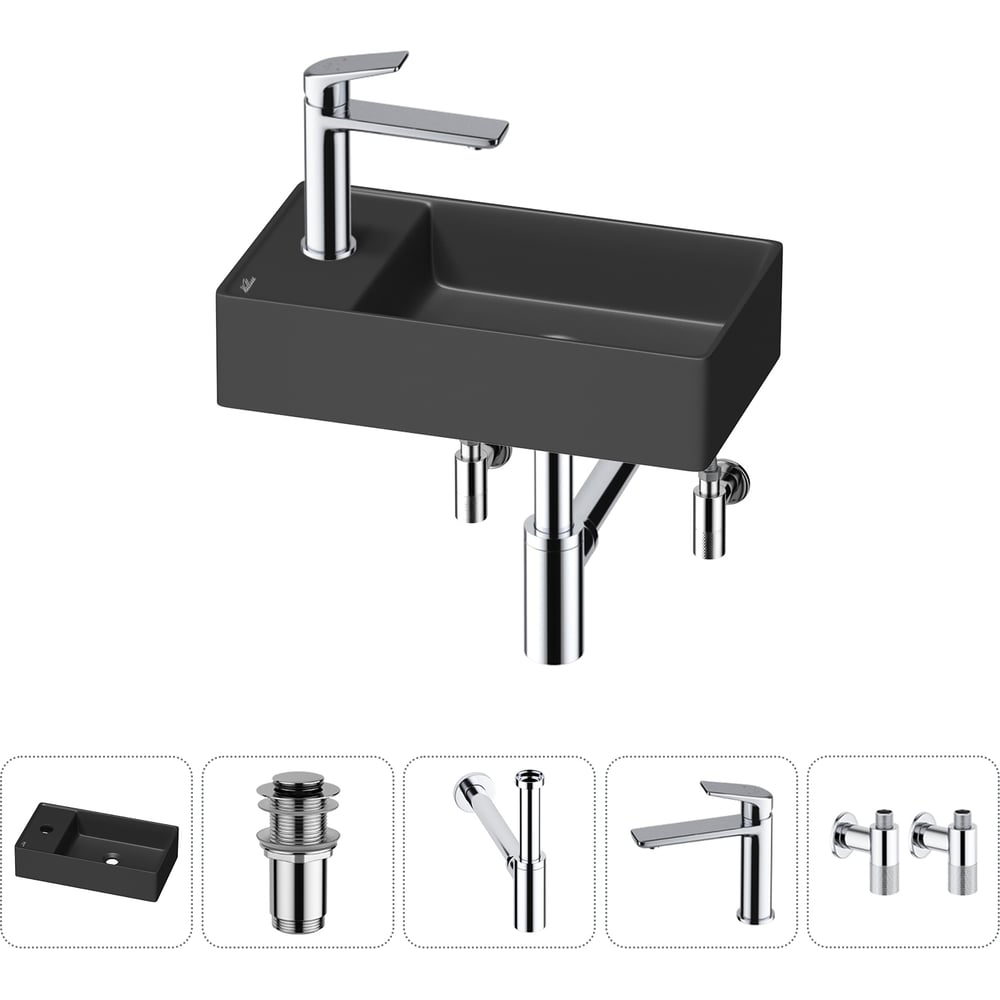 Изображение товара Мини-раковина для ванной комнаты или туалета Wellsee WC Area 5 в 1 черный матовый