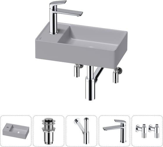 Изображение товара Мини-раковина для ванной комнаты или туалета Wellsee WC Area в наборе 5 в 1 20213841R