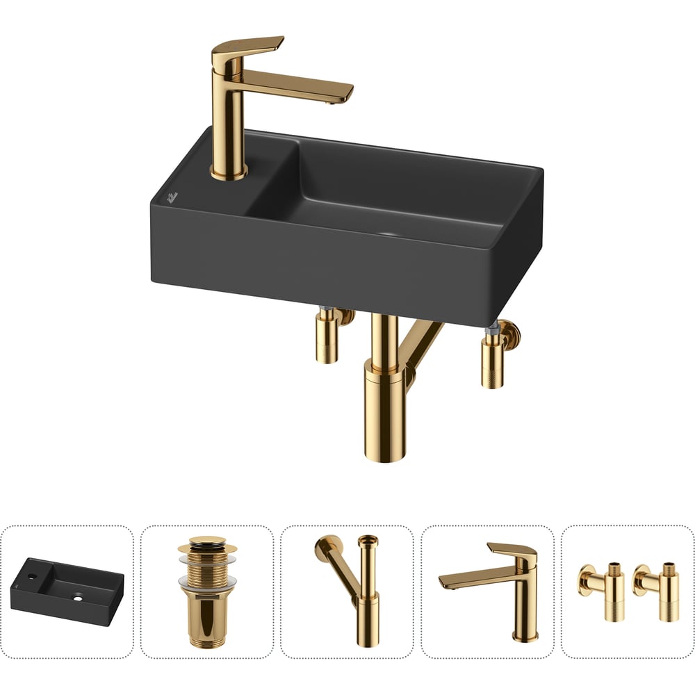 Изображение товара Мини-раковина для ванной комнаты или туалета Wellsee WC Area 5 в 1 черный матовый