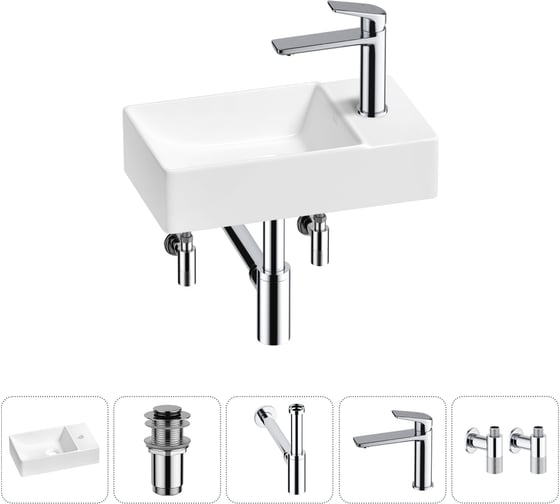 Изображение товара Мини-раковина для ванной комнаты или туалета Wellsee WC Area в наборе 5 в 1 20215585R