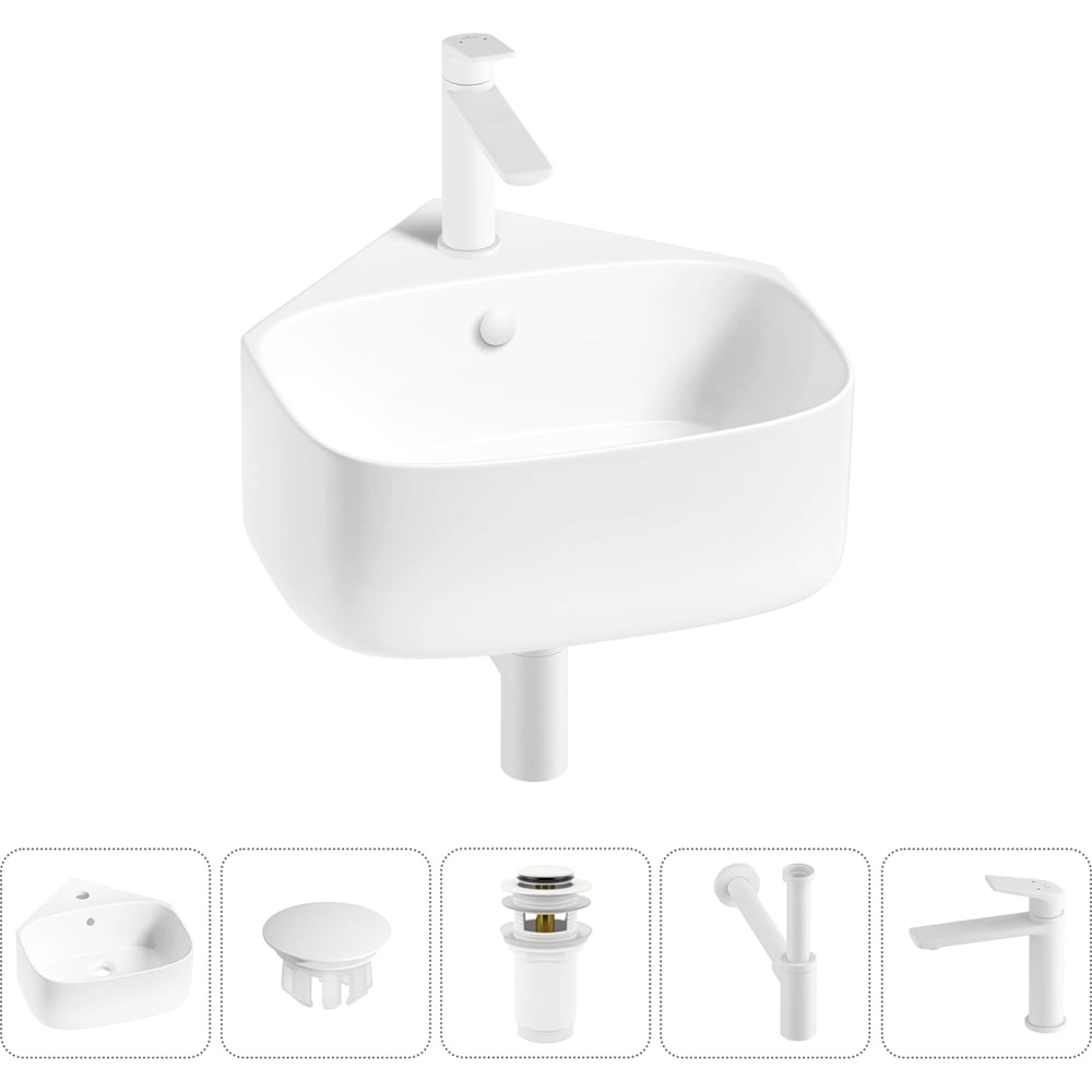 Изображение товара Мини-раковина для ванной комнаты угловая и туалета комплект WC Area 5 в 1