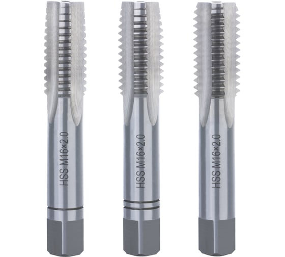 Изображение товара Набор метчиков Terrax by RUKO из 3-х шт. М 16 Шаг 2.0 мм HSS-G 230160TX