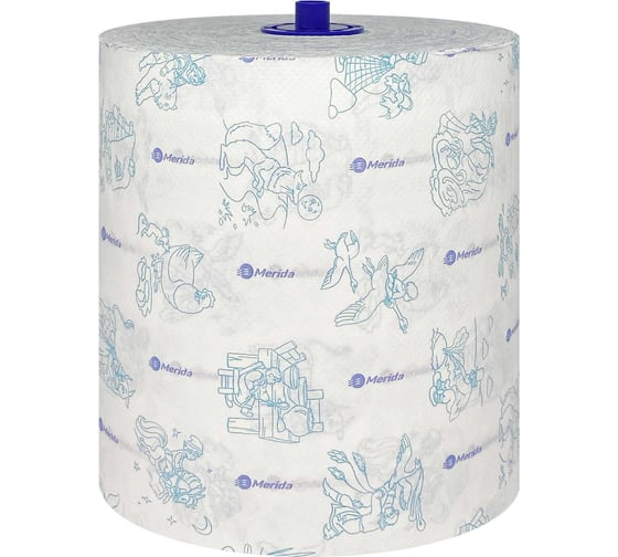 Изображение товара Бумажные полотенца в рулонах автоматик Merida ПРЕМИУМ, 2 сл., белые с детским рисунком, 6 рул. х 200 м BP4406