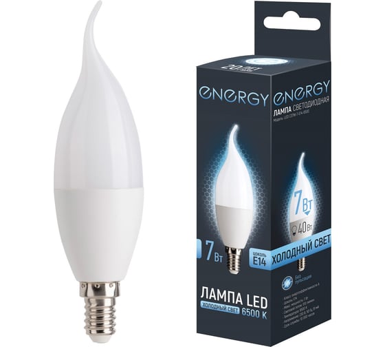 Изображение товара Лампа светодиодная Energy LED С37W-7-E14-6500 109325
