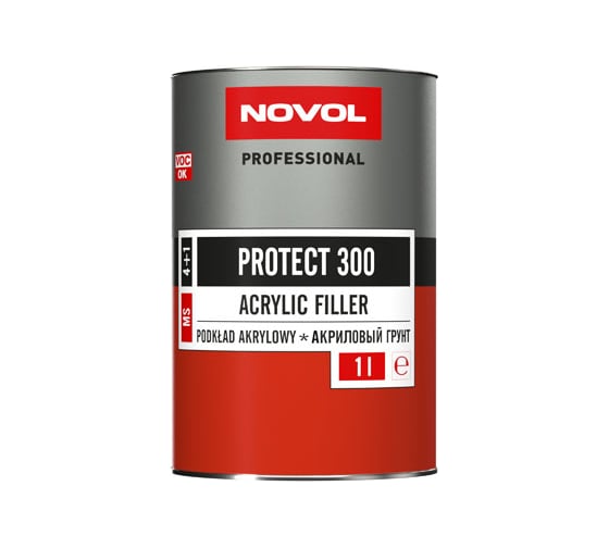Изображение товара Грунт Novol PROTECT 300 MS 2К акриловый банка 1л с отвердителем 0.2л белый 37031