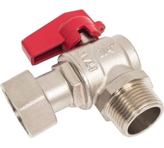 Изображение товара Шаровой кран Millennium латунный,никилерованный угловой с накидной гайкой для воды 3/4 внутренняя/наружная резьба KUMG3434