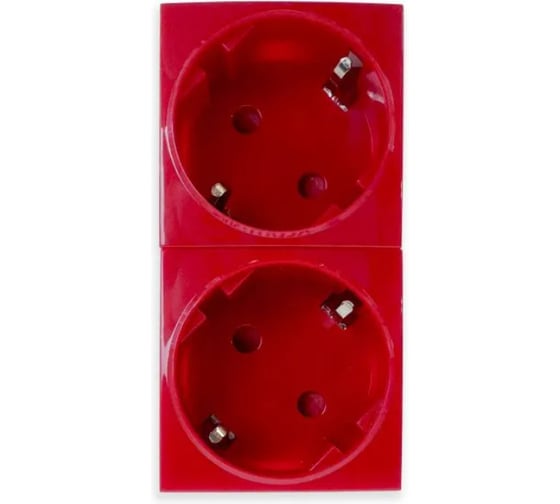 Изображение товара Розетка Filum 2x2К+З немецкий стандарт, 45x90 мм (mosaic), 4 модуля, красная FL-PWS-2P-RD