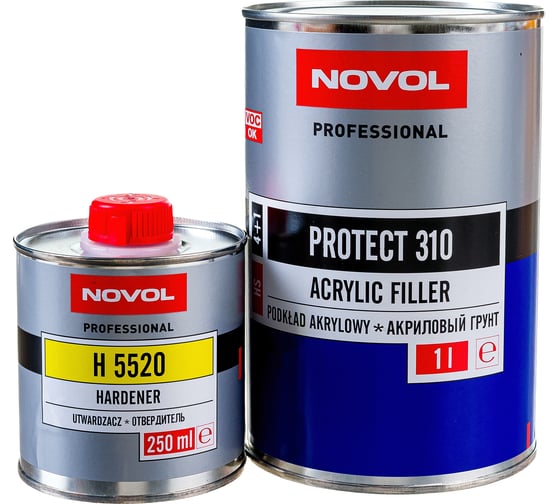 Изображение товара Грунт Novol PROTECT 310 HS 2К акрил. банка 1л с отвердителем 0.2л серый X6122122